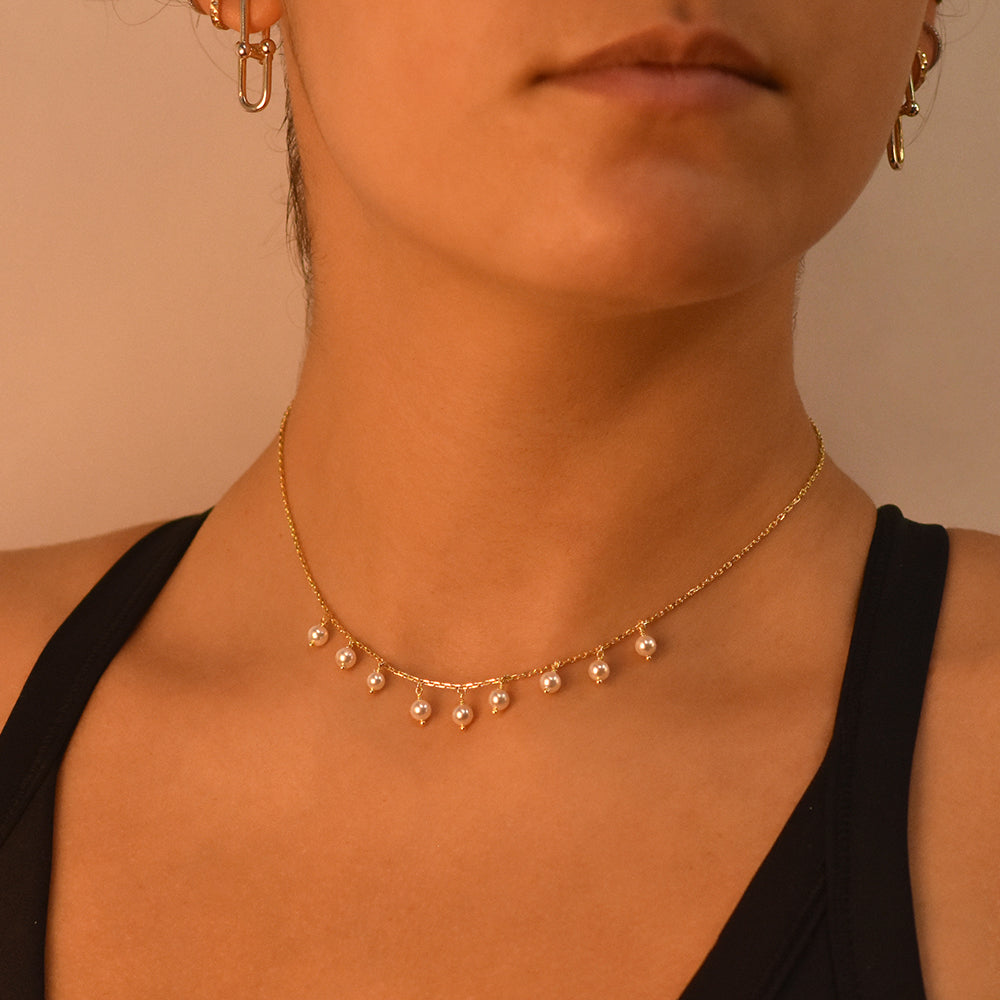 Women's Vermeil Floating Pearls Necklace Pendant The Gold Goddess Women’s Jewelry By The Gold Gods