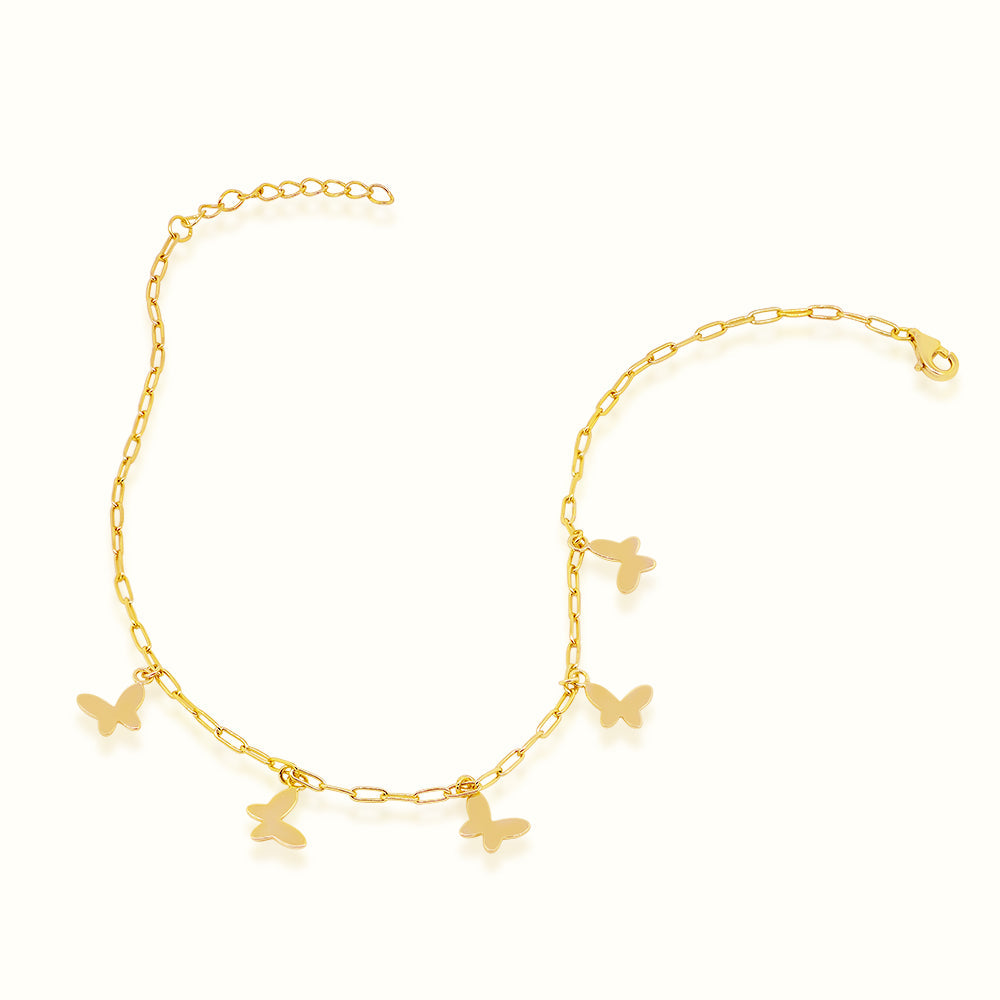 Women's Vermeil Gold Butterflies Anklet The Gold Goddess Women’s Jewelry By The Gold Gods