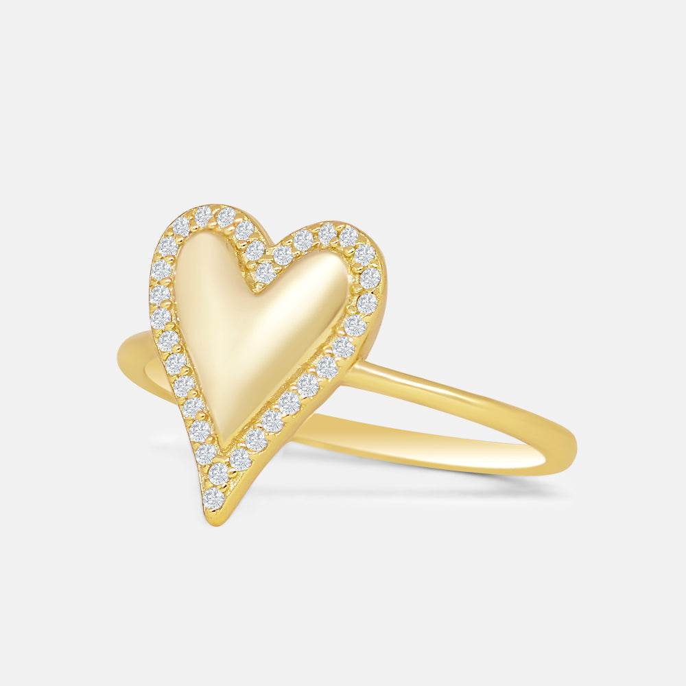 Women\'s Vermeil Gold Diamond Heart Ring | The Gold Gods