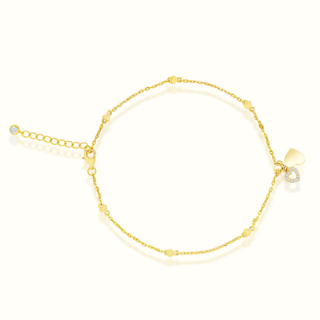 Women's Vermeil Gold & Diamond Hearts Anklet The Gold Goddess Women’s Jewelry By The Gold Gods