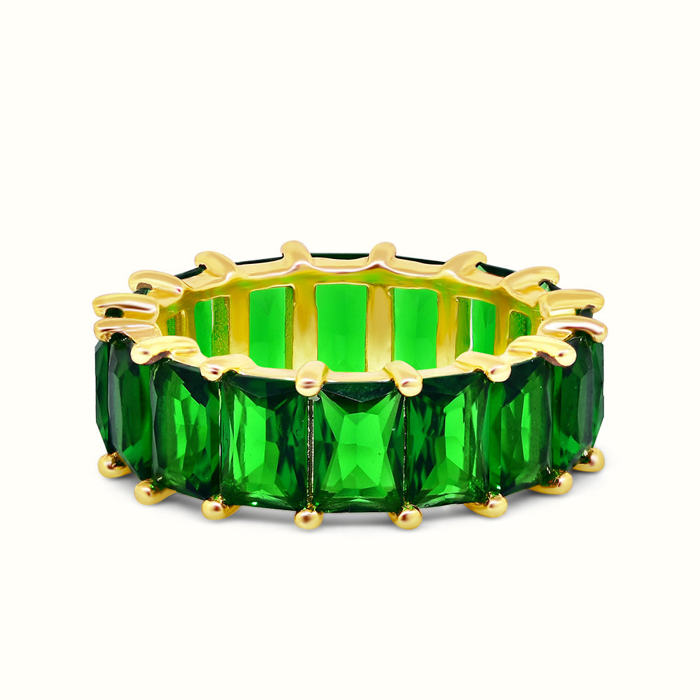 Emerald 14K Gold Vermeil Over Sterling store Silver Eternity Band