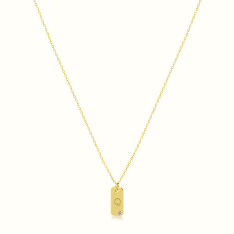 Women's Vermeil Letter Q Plate Necklace Pendant The Gold Goddess Women’s Jewelry By The Gold Gods