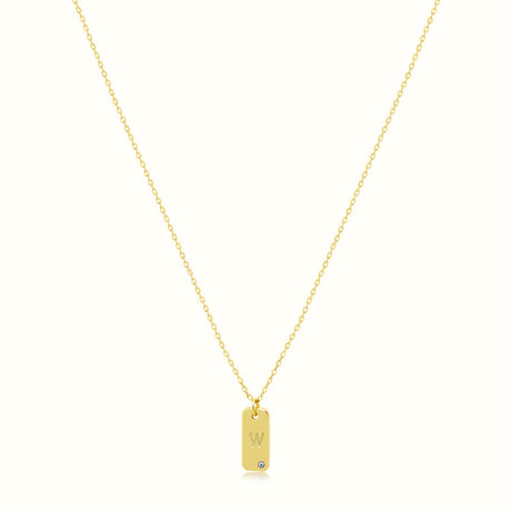 Women's Vermeil Letter W Plate Necklace Pendant The Gold Goddess Women’s Jewelry By The Gold Gods
