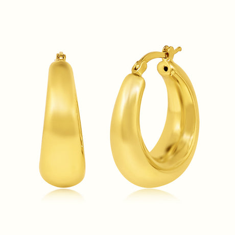 Women's Vermeil Medium Tapered Hoops The Gold Goddess Women’s Jewelry By The Gold Gods