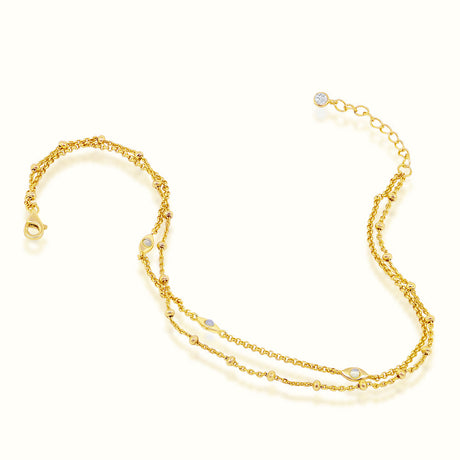 Women's Vermeil Pearl Evil Eye Anklet The Gold Goddess Women’s Jewelry By The Gold Gods