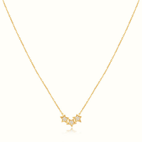 Women's Vermeil Triple Diamond Star Necklace The Gold Goddess Women’s Jewelry By The Gold Gods