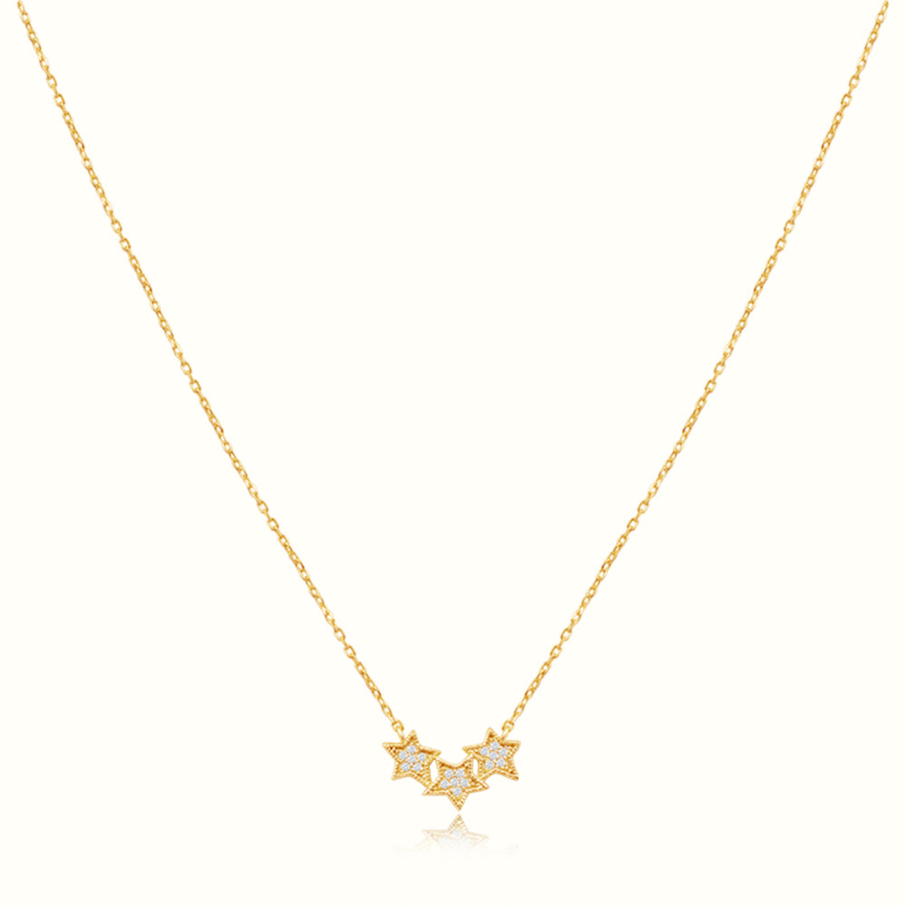 Women's Vermeil Triple Diamond Star Necklace The Gold Goddess Women’s Jewelry By The Gold Gods