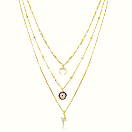Women's Vermeil Triple Layered Diamond Necklace Pendant The Gold Goddess Women’s Jewelry By The Gold Gods