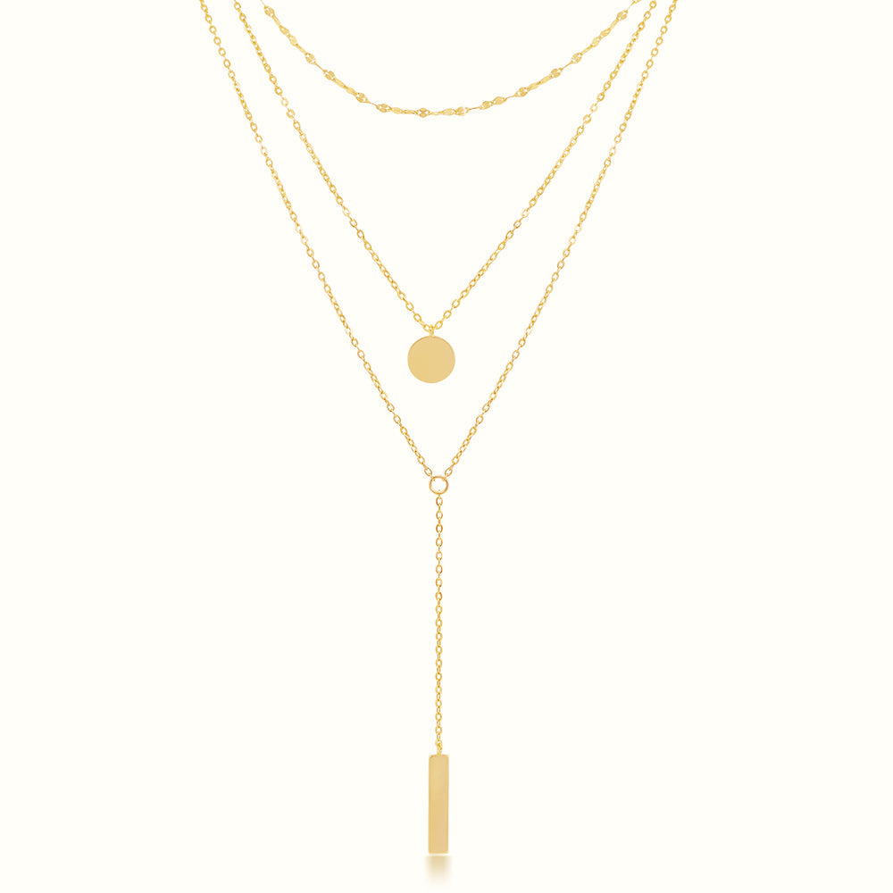 Women's Vermeil Triple Layered Pendulum & Coin Necklace The Gold Goddess Women’s Jewelry By The Gold Gods