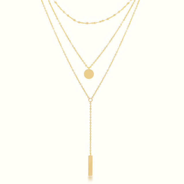 Women's Vermeil Triple Layered Pendulum & Coin Necklace The Gold Goddess Women’s Jewelry By The Gold Gods