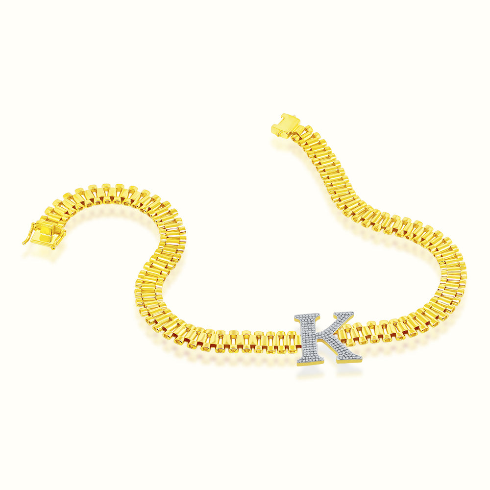 Women's Vermeil Watch Chain Diamond Initial Letter K Necklace Pendant The Gold Goddess Women’s Jewelry By The Gold Gods