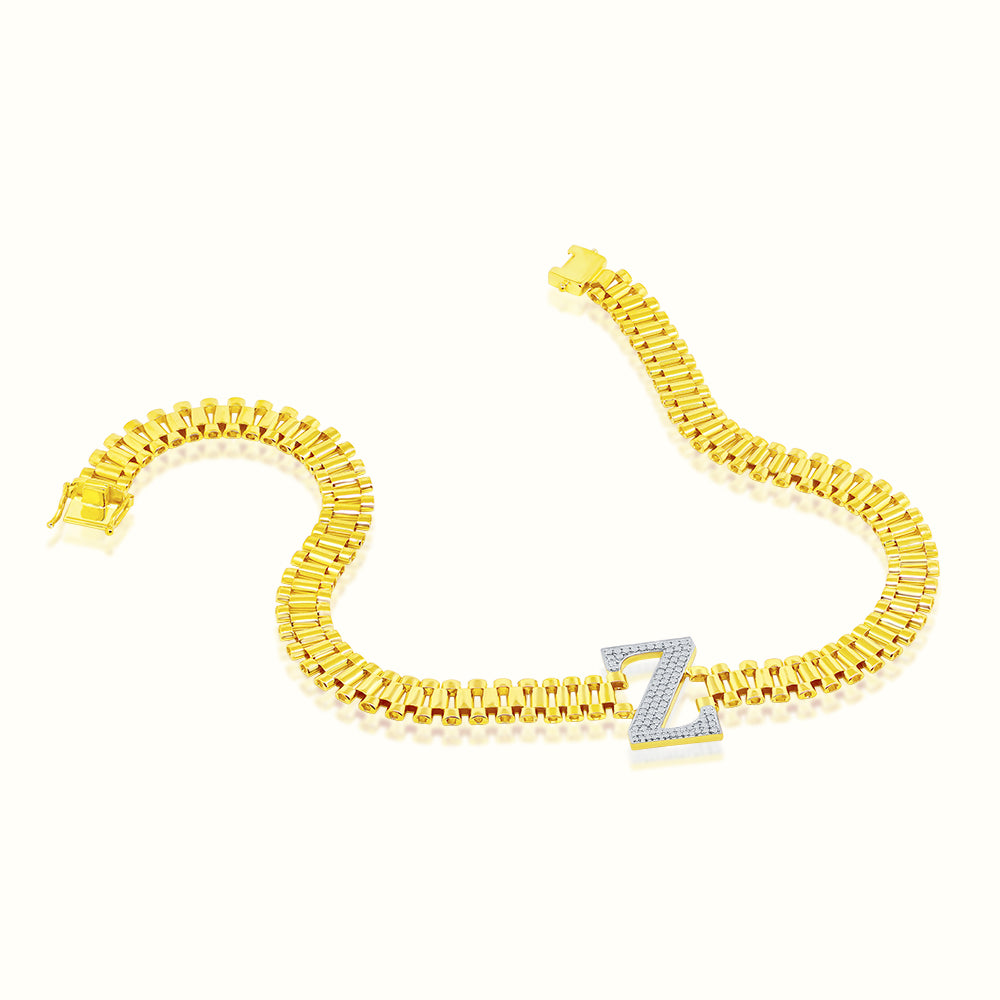 Women's Vermeil Watch Chain Diamond Initial Letter Z Necklace Pendant The Gold Goddess Women’s Jewelry By The Gold Gods
