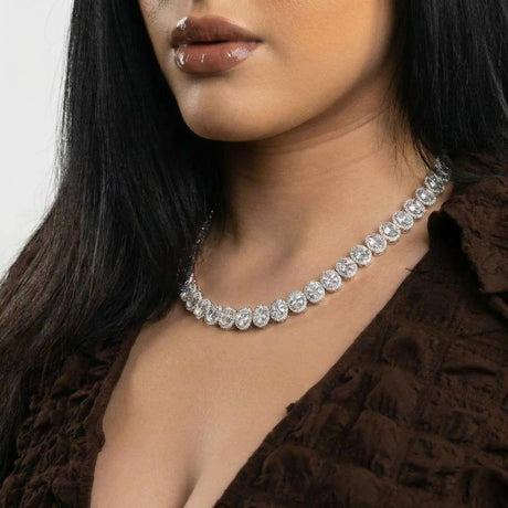 Women's Oval Diamond Tennis Chain Choker The Gold Gods 5
