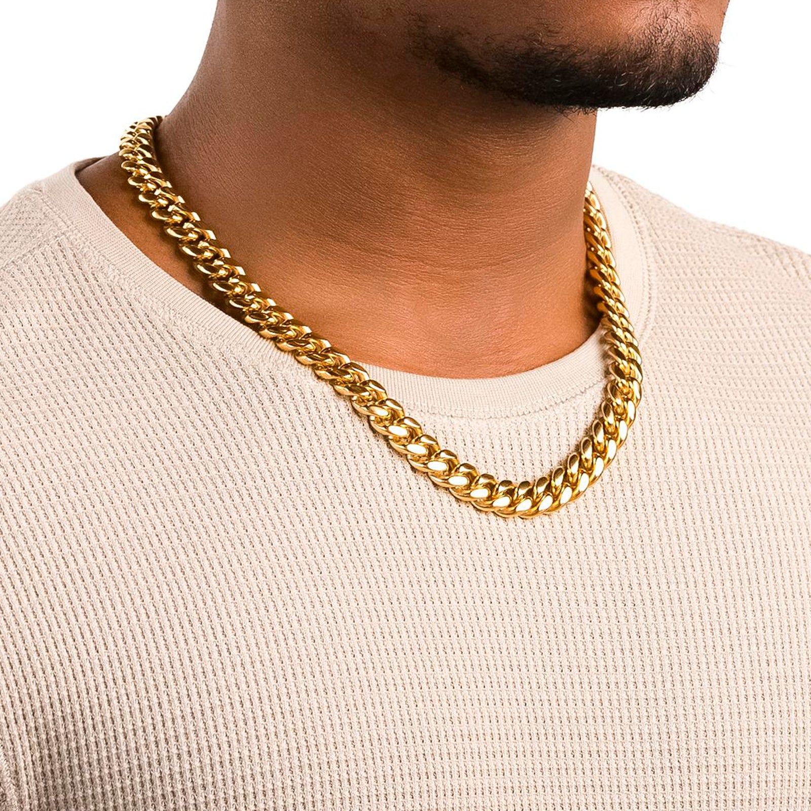 18k Gold 12mm factory Cuban Link Chain Necklace for Men / Women - 20inch