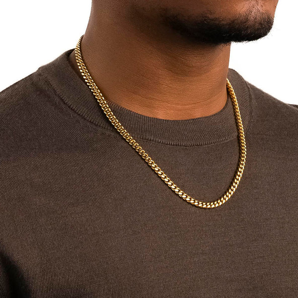 18K Gold Plated Men's Necklace Chain Cuban Link sold Chain Necklace