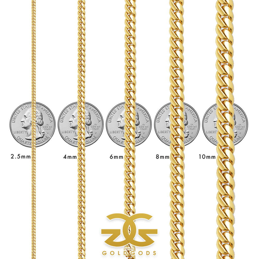 Miami Cuban Link Bracelet (8mm) The Gold Gods Size Guide