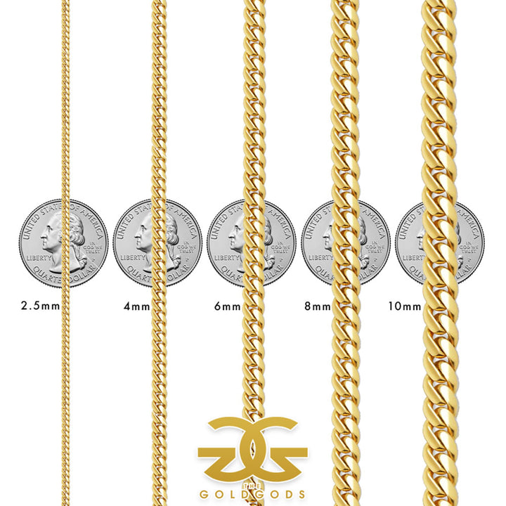 Solid Gold Miami Cuban Link Size Chart The Gold Gods