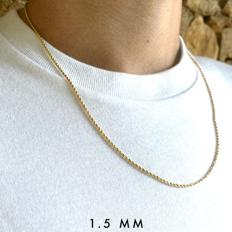 Solid Gold Rope Chain 1.5mm The Gold Gods