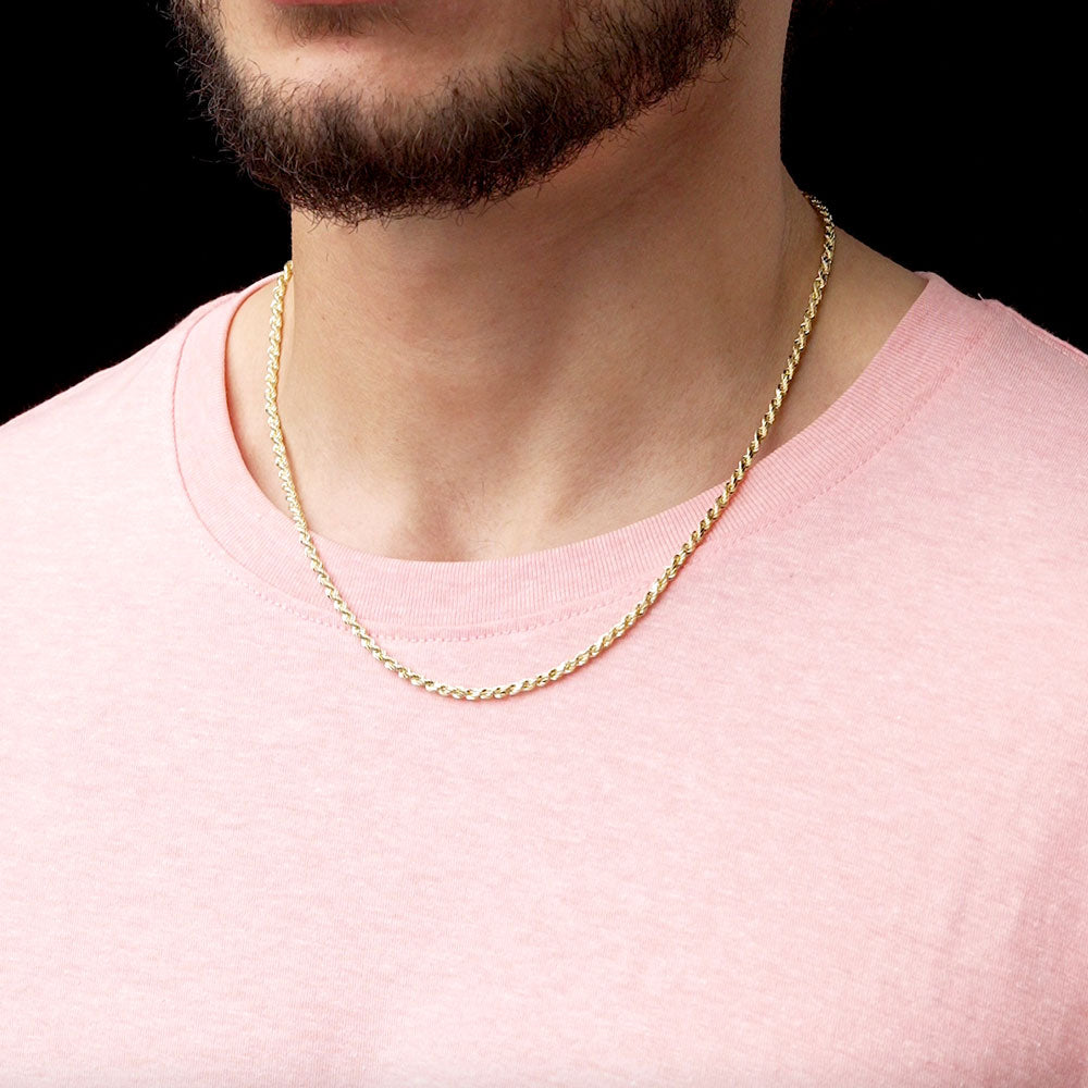 14k 6mm Solid Yellow Gold Rope Chain. Classic Rope Chain. Mens Gold Chain.  