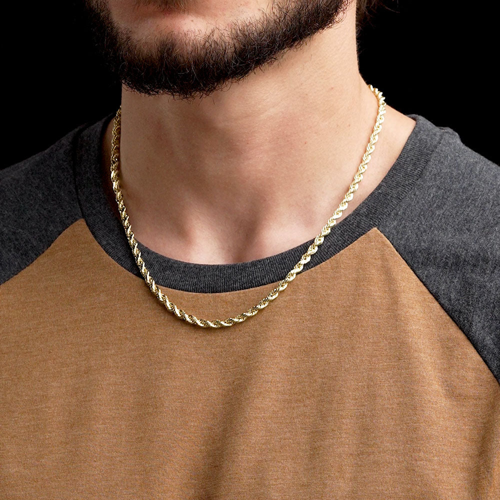 Gold Rope Chains MM Size  Mens gold chain necklace, Gold chains for men, Chain  necklace womens