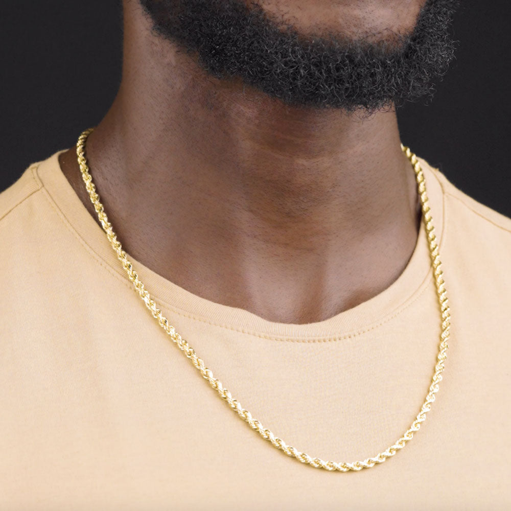 4mm 14 Gold Rope Chain 4mm Diamond Cut Rope Chain Solid Gold Rope