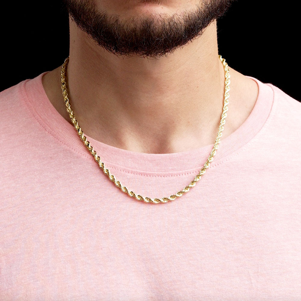 Rope Pattern Gold Chain For Men