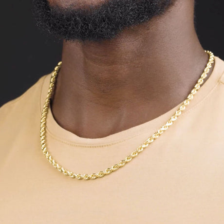 Mens Classic 8mm Rope Chain Real 18k Yellow Gold Solid Lifetime Warranty