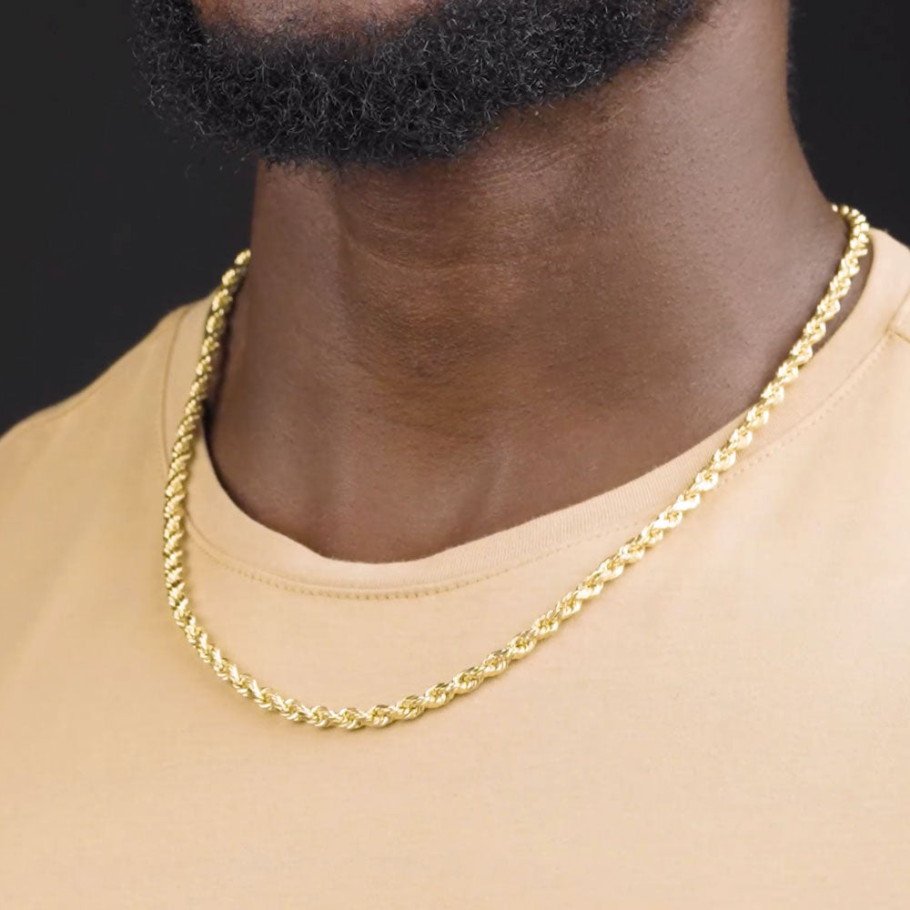 Genuine 18K Solid Genuine Gold Rope Chain Necklace