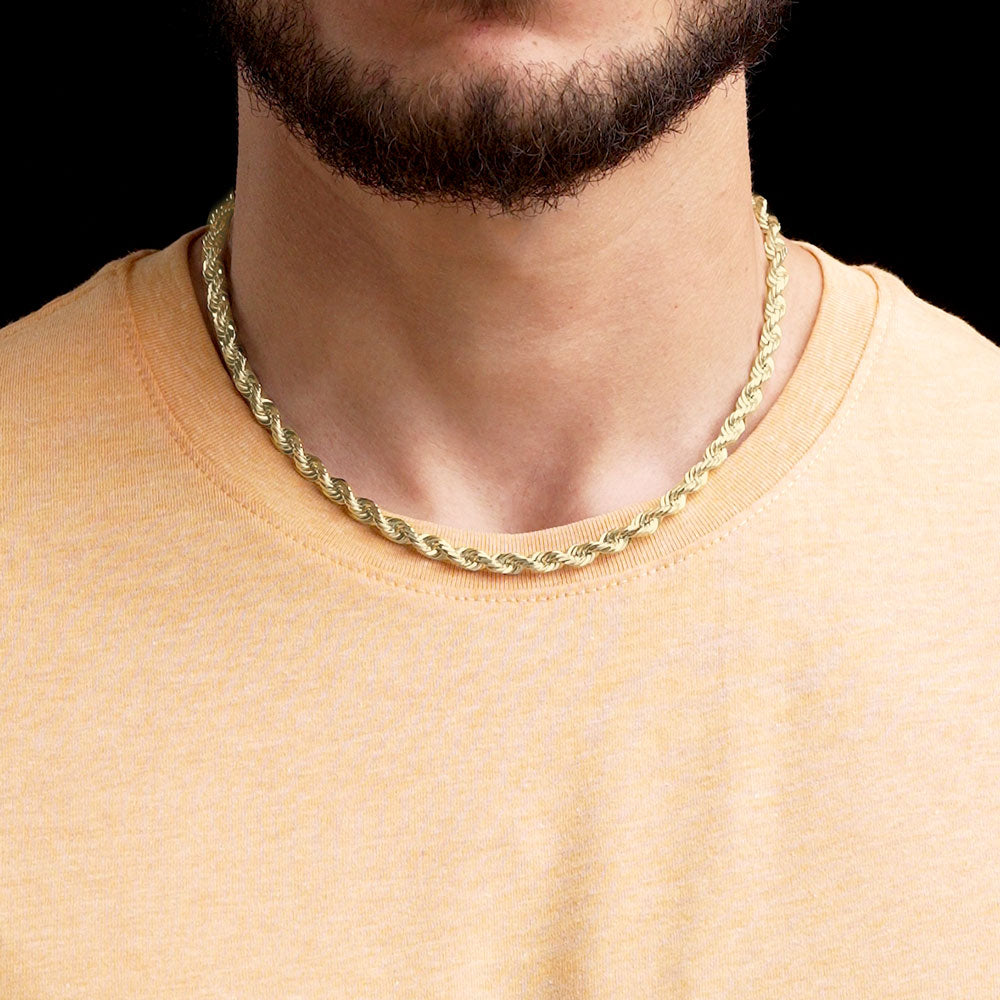 Mens Chain Gold Rope Chain Necklace Gold Chains for Men Stainless Steel  Chains 5mm Rope 18 / 20 / 22 Chain - Etsy