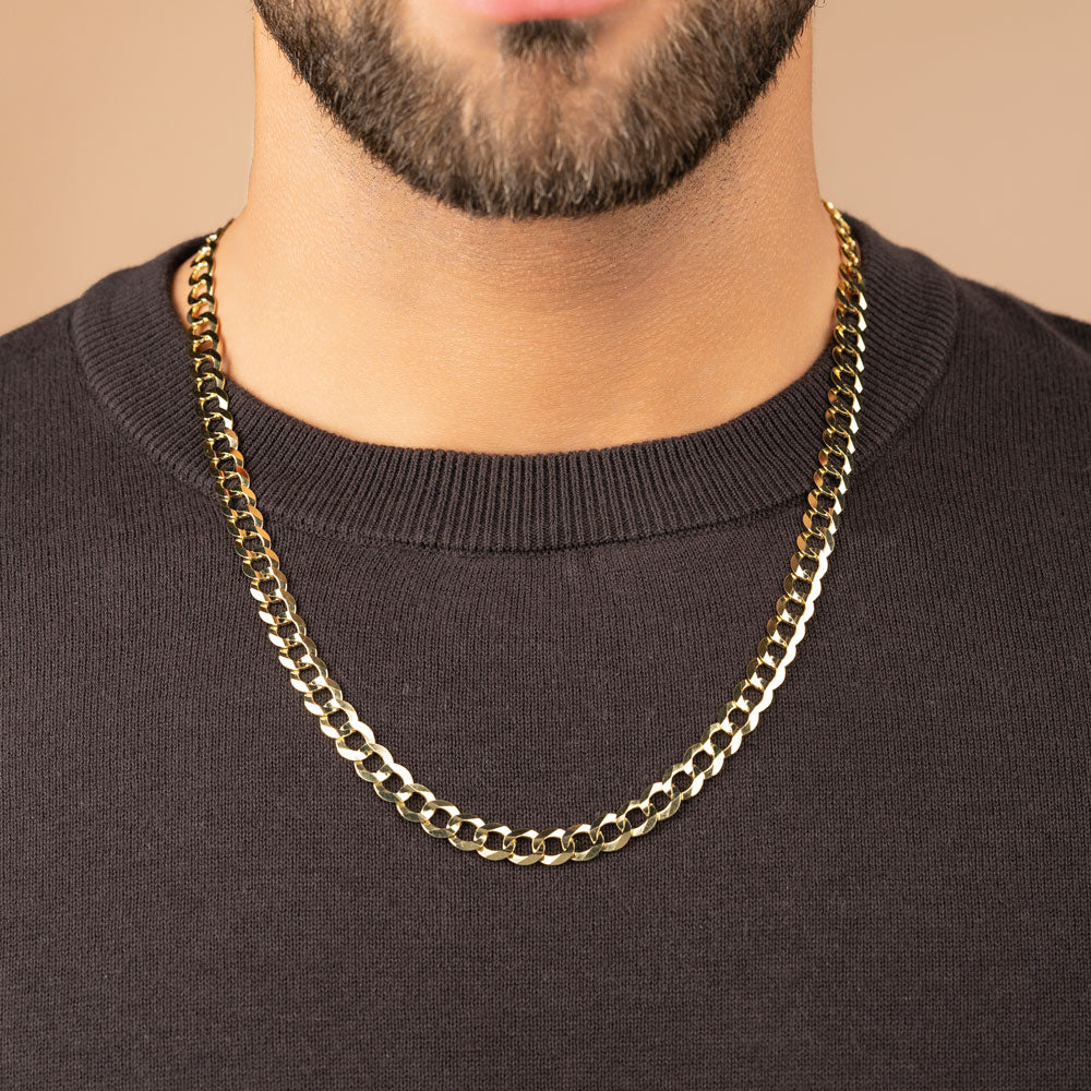 Mens Solid Gold Curb Cuban Chain 8mm 22 inch The Gold Gods
