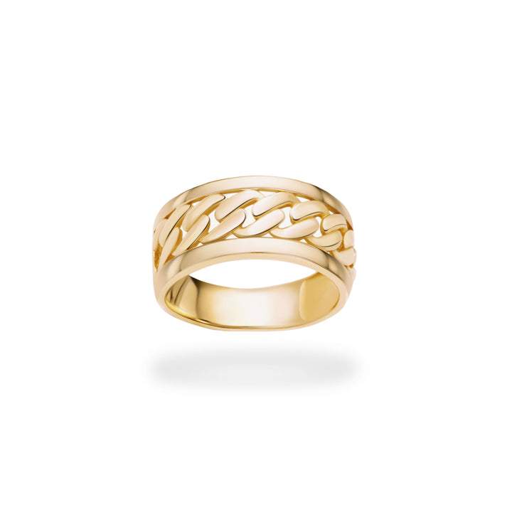 10k Solid Gold Cuban Link Band Ring