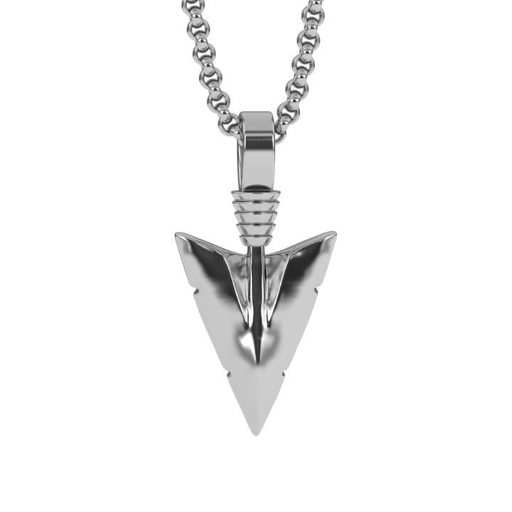 12 MICRO-ARROWHEAD-PENDANT-NECKLACE-gold-gods-gold-chain-mens-jewelry-front-view-white-gold