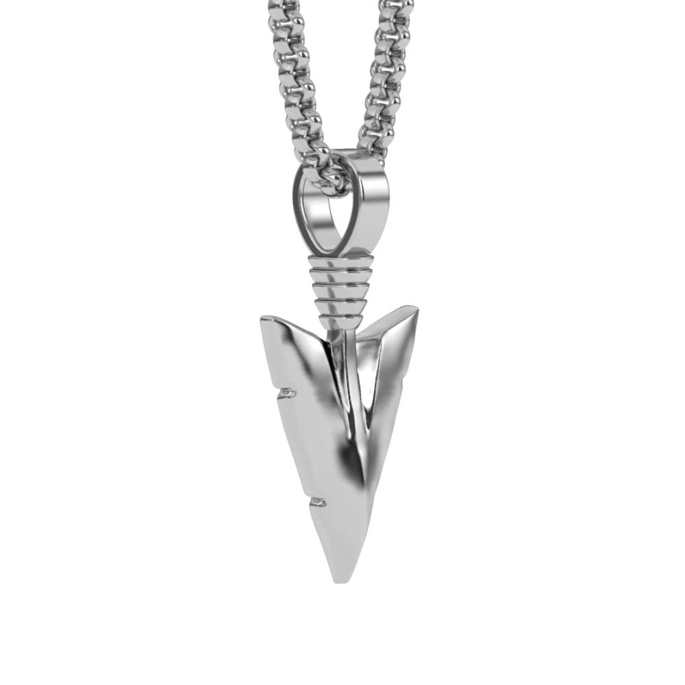12 MICRO-ARROWHEAD-PENDANT-NECKLACE-gold-gods-gold-chain-mens-jewelry-side-view-white-gold