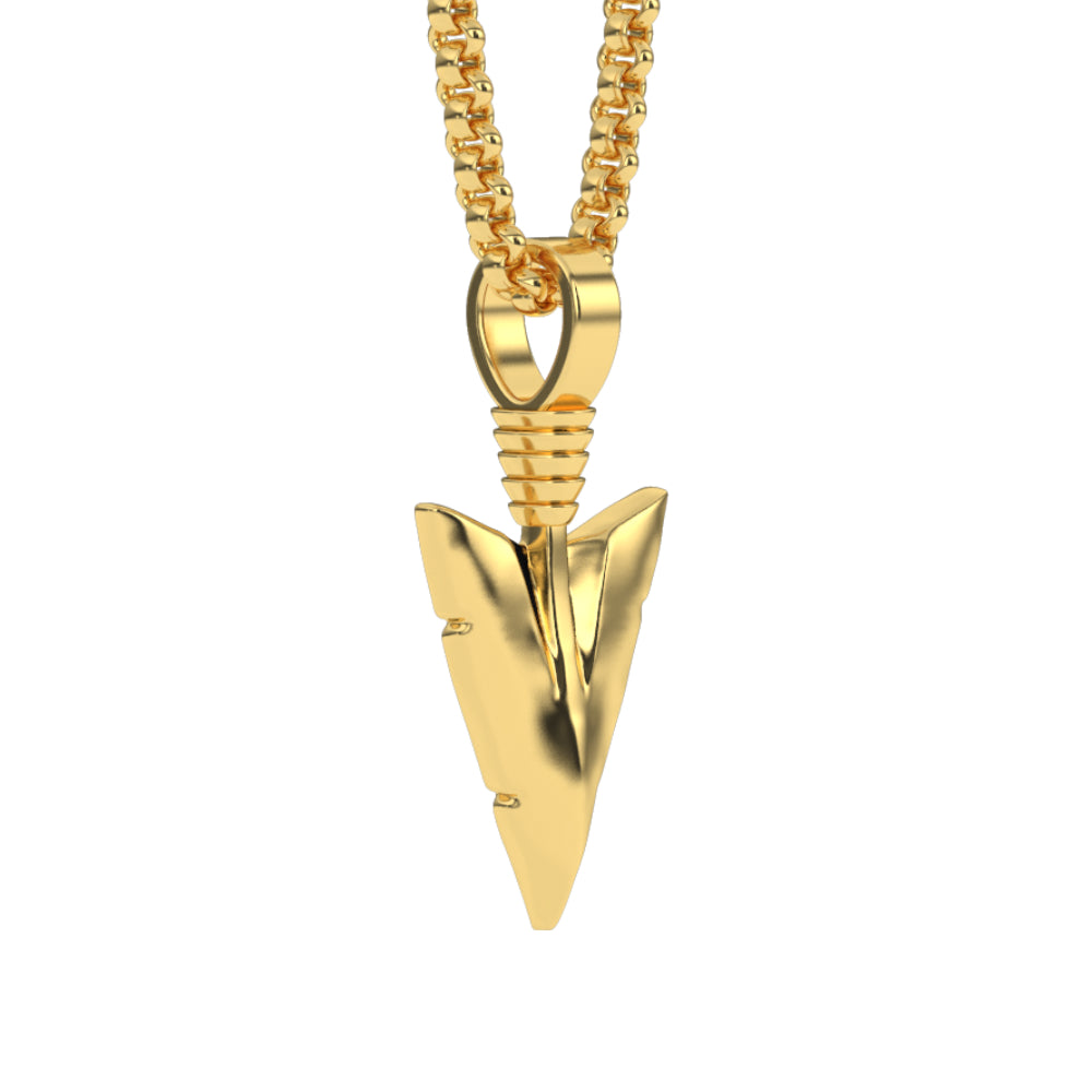 12 MICRO-ARROWHEAD-PENDANT-NECKLACE-gold-gods-gold-chain-mens-jewelry-side-view