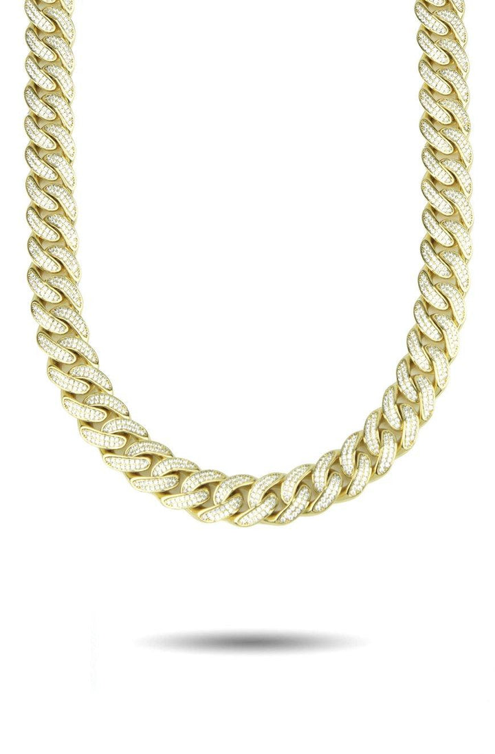 Diamond Cuban Link Chain Curved 13mm The Gold Gods  front look
