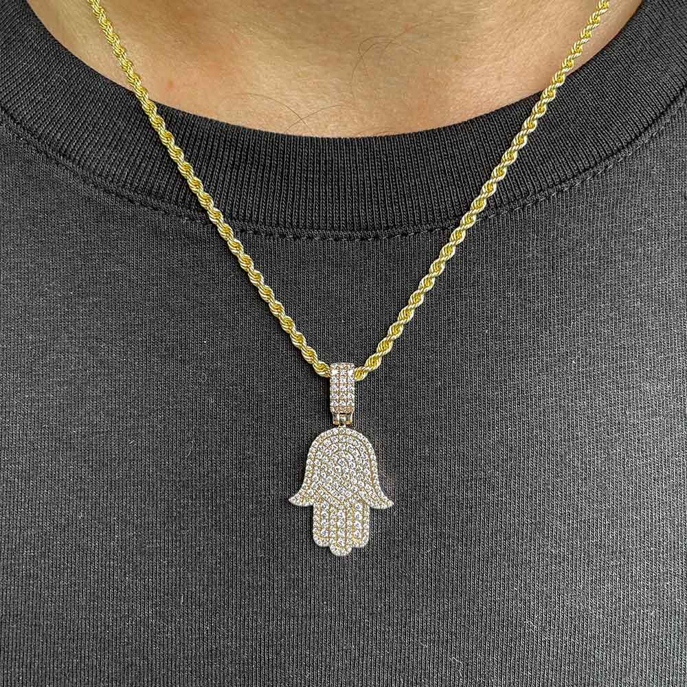 Diamond hand of fatima pendant Clearance