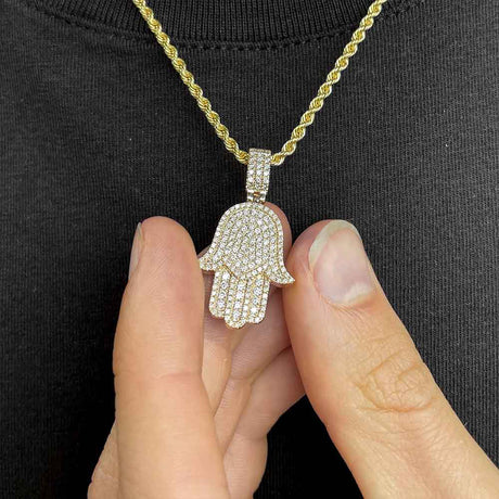 10k Solid Gold Diamond Hamsa Pendant (.92 CTW)  | The Gold Gods 3