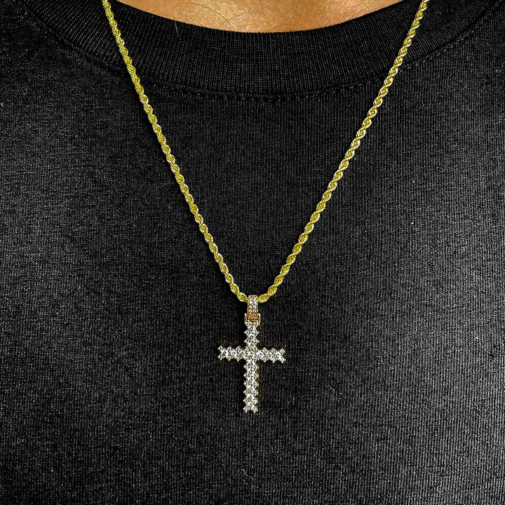 14k Solid Gold Flooded Cross Pendant (.68 CTW) The Gold Gods 2
