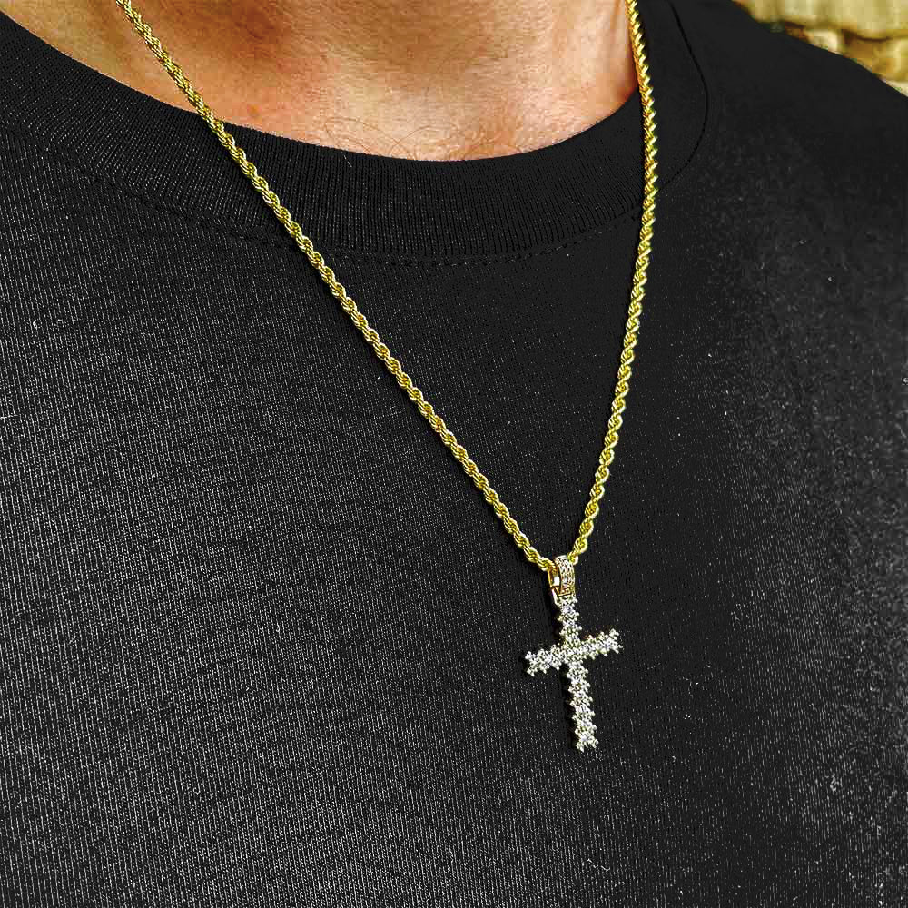 14k Solid Gold Flooded Cross Pendant (.68 CTW) The Gold Gods 1