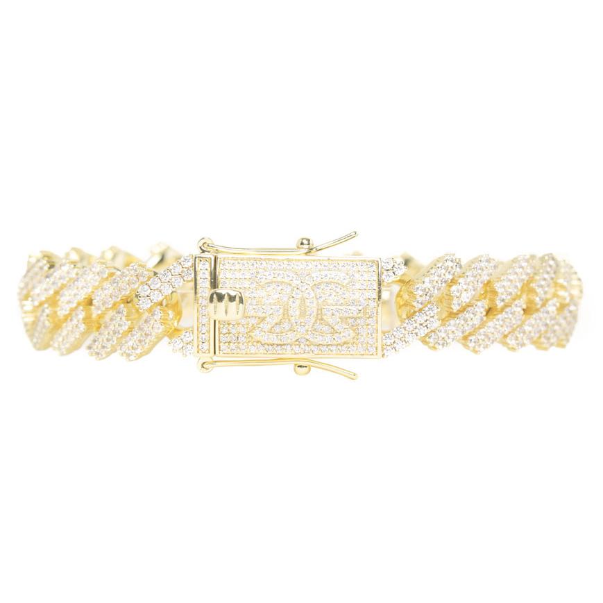 Diamond Cuban Bracelet Straight Edge (15mm) | The Gold Gods 18K White Gold Plated / 7.5 / 15mm