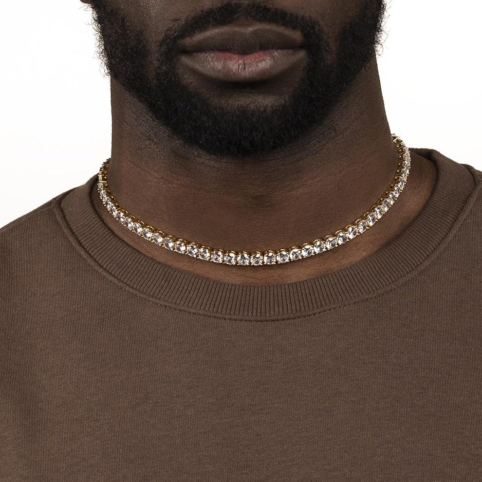 Mens tennis outlet necklace gold