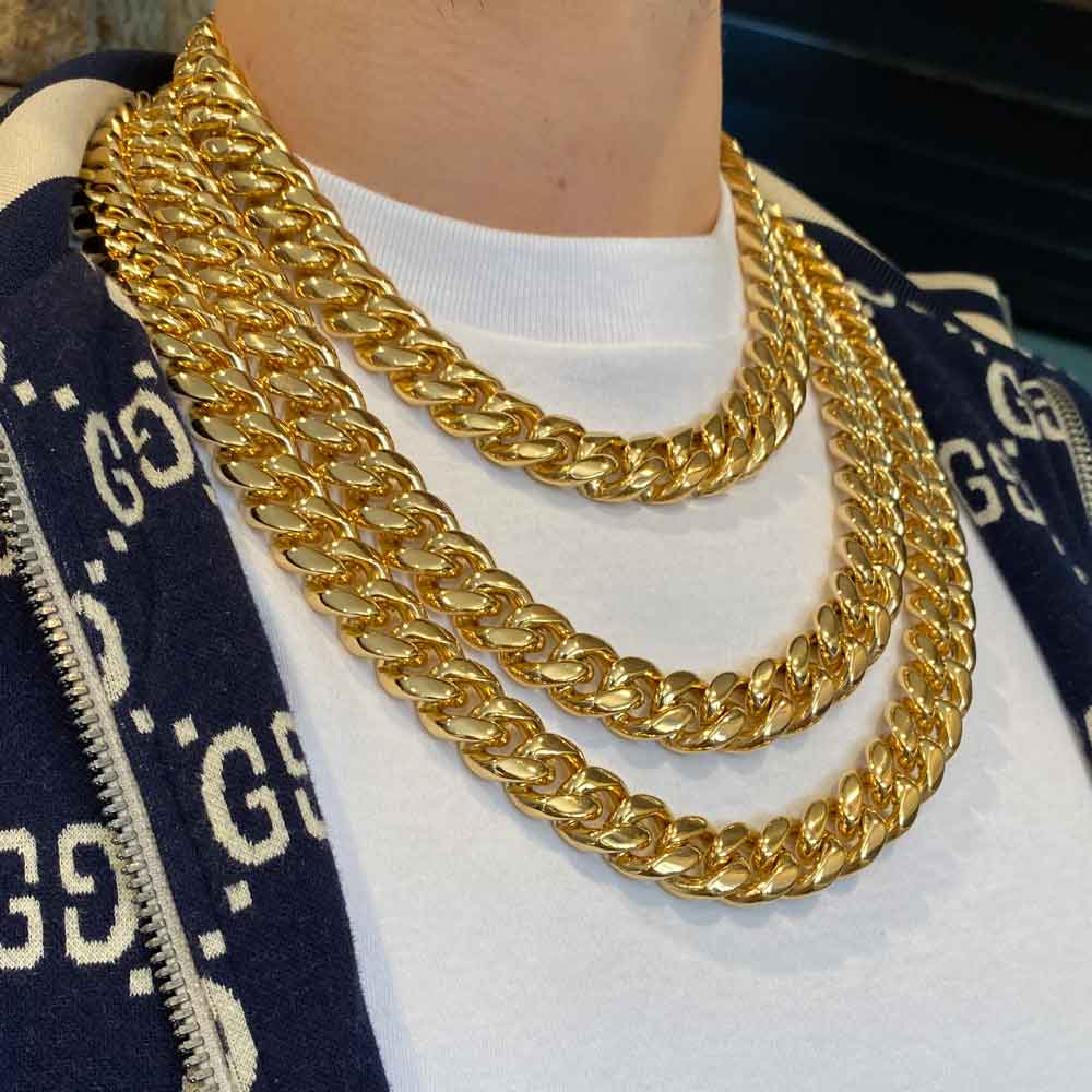 18k gold cuban link deals chain 22 inch