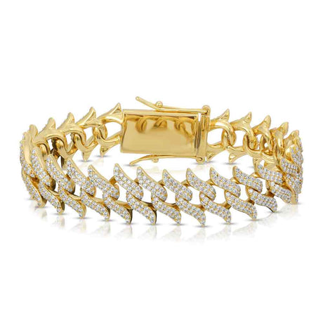 DIAMOND-SPIKED -LAUREL-CUBAN-LINK-bracelet-18k-gold-plated-lock-view-gold-gods-Womens-jewelry The Gold Gods