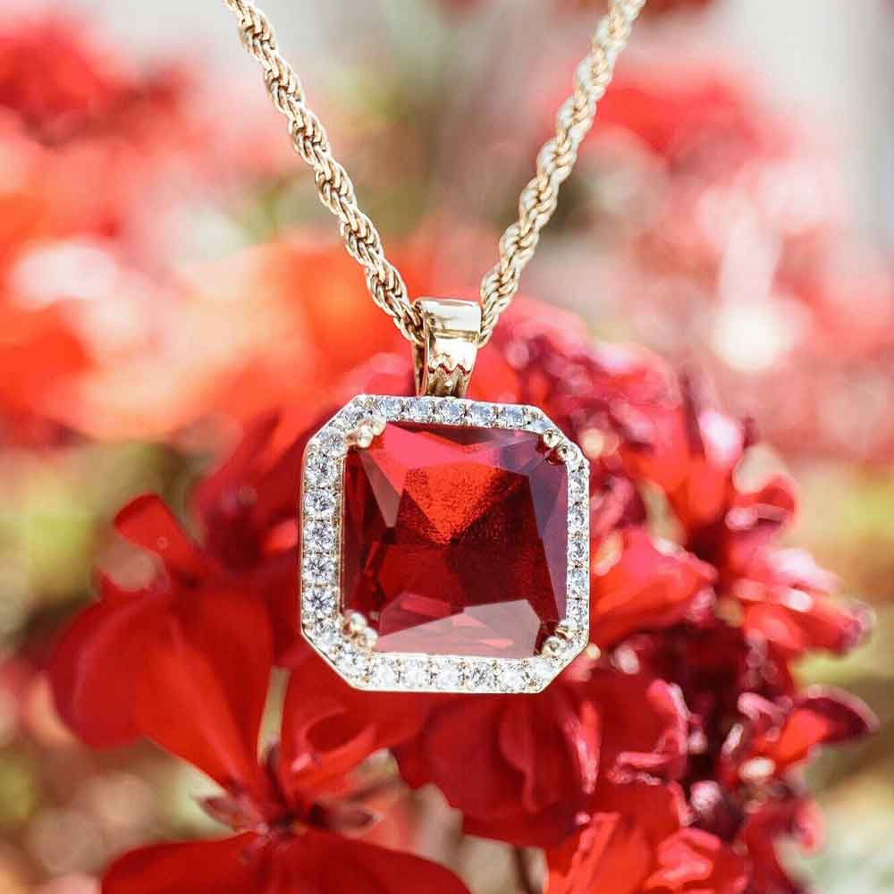 Red ruby deals pendant necklace