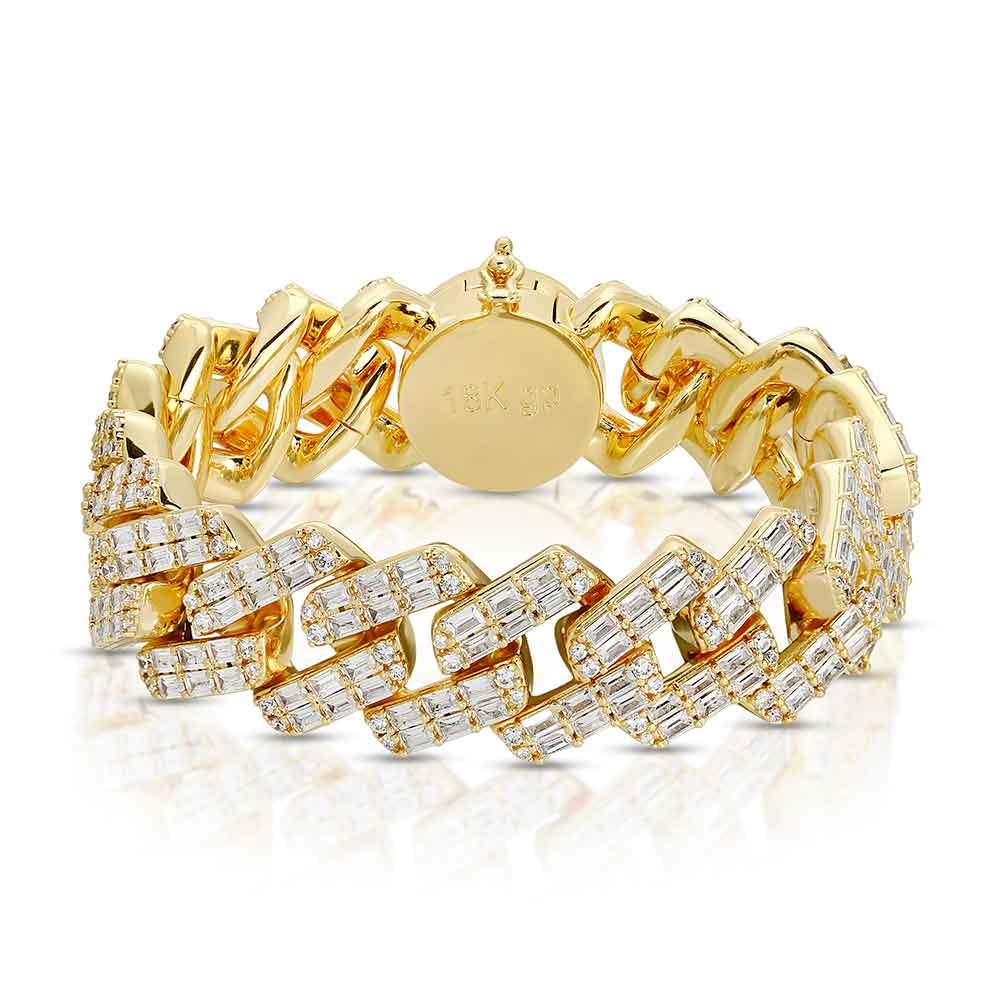 2 Row Diamond Cuban Baguette Bracelet (18 mm) The Gold Gods 