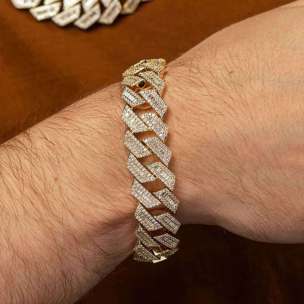 Hip Hop 925 Sterling Silver Clustered Diamond Bracelet Baguette For Men  With Iced Out Baguette Round Moissanite Cluster And 13mm Tennis Chain From  Wzxdh, $87.4 | DHgate.Com