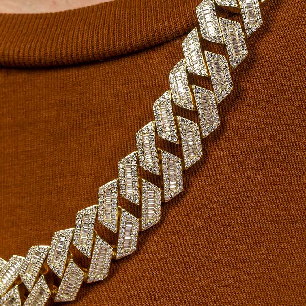 Real Solid 925 Silver Mens Miami Cuban Iced Gucci Link Bracelet Baguette CZ