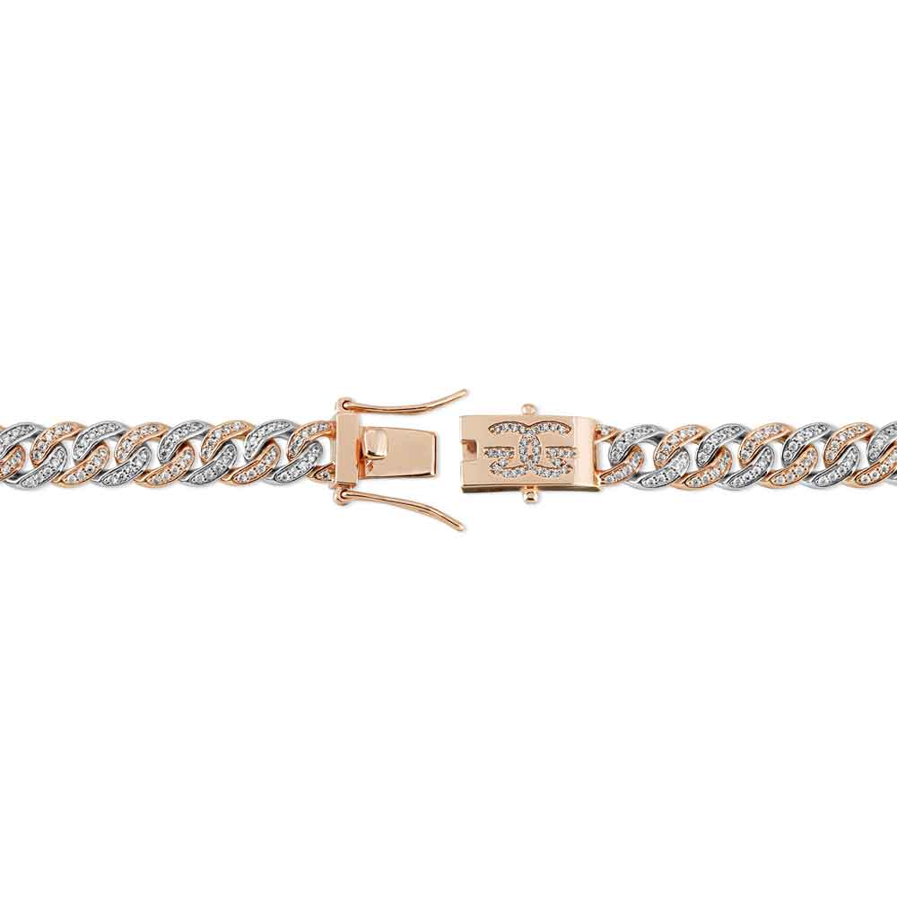 8mm Micro Diamond Cuban Link Bracelet in White Gold