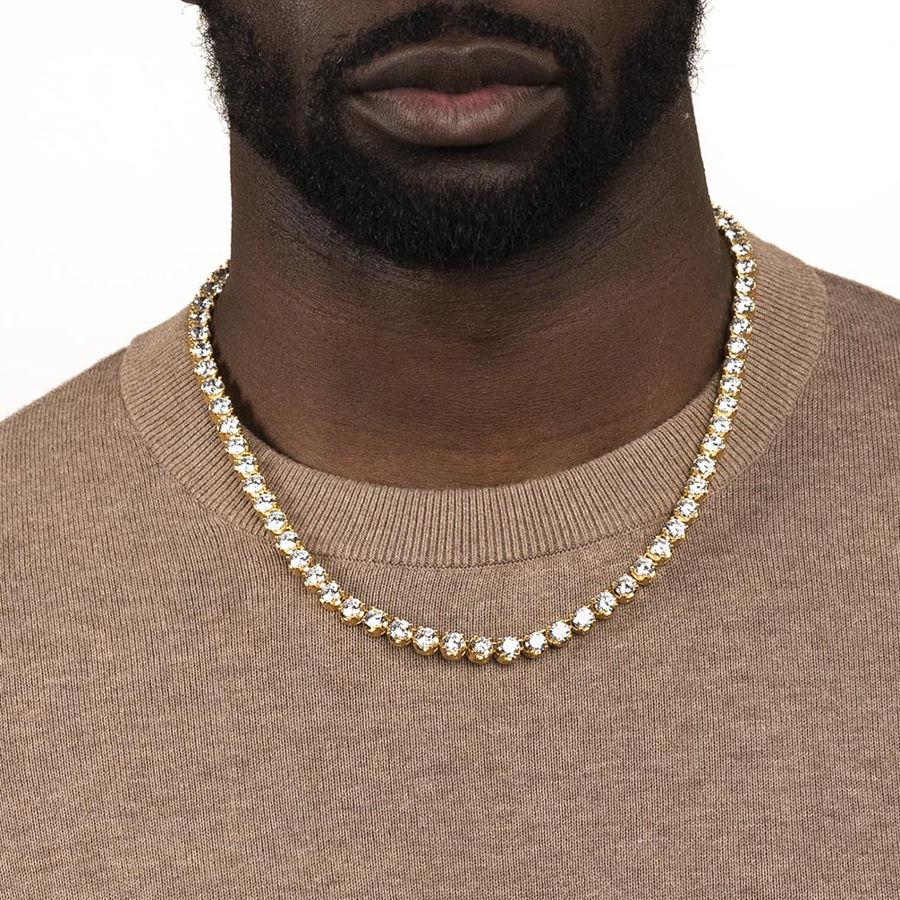 Gold 6mm Diamond Tennis Chain Necklace The Gold Gods 22 inches