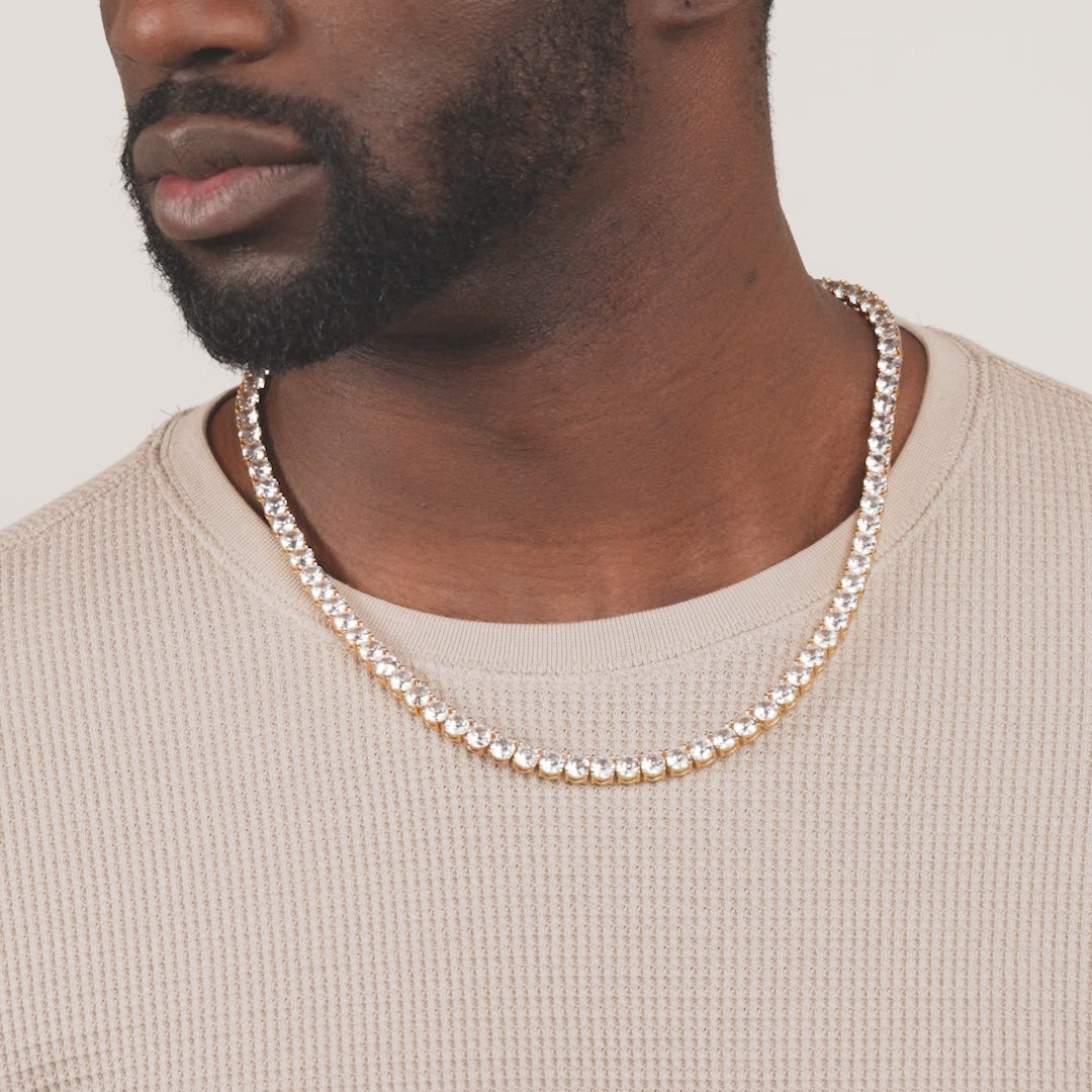 Mens Gold Tennis Chain Necklace 6mm Gold Gods Video 3